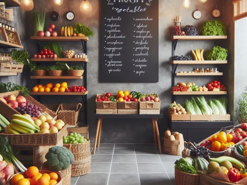fruit and vegetables in a shop